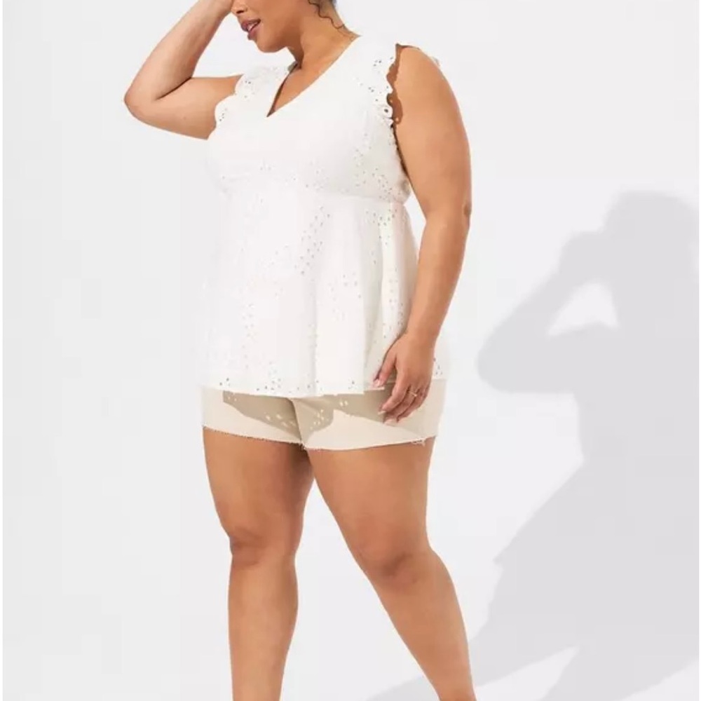 Torrid Eyelet Ruffle Sleeve Babydoll Top